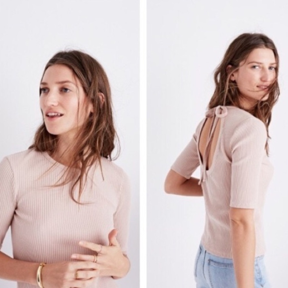 Blush pink ribbed top